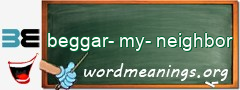 WordMeaning blackboard for beggar-my-neighbor